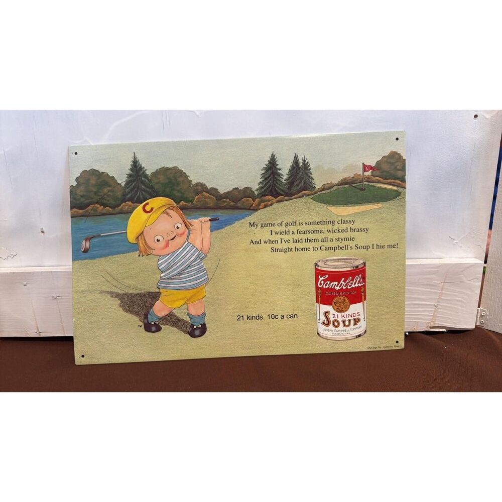 Vintage 1993 Campbell's Soup Metal Embossed Sign " My Game Of Golf"